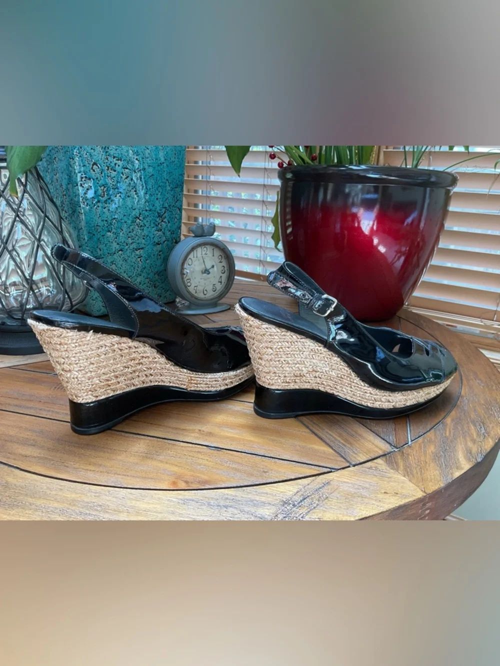 Stuart Weitzman black & espadrille heels. EUC.